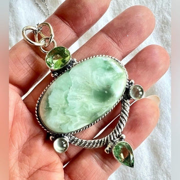 925 Energy Grounding Larsonite Pendant Necklace