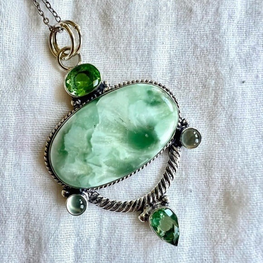 925 Energy Grounding Larsonite Pendant Necklace