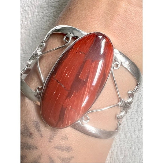 925 Strength + Grounding Red Jasper Cuff Bracelet