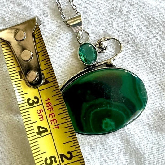 925 Malachite Swirl Portal Pendant Necklace