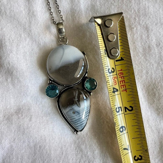 925 YIN YANG High⚡️Vibe Owyhee Opal + Topaz Necklace Pendant