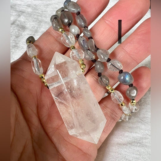 You Choose! DT Power Quartz + Labradorite Mala Pendant Necklace