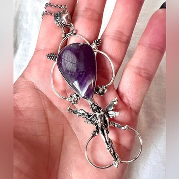 925 Fairy Land Ornate AMETHYST Pendant Necklace