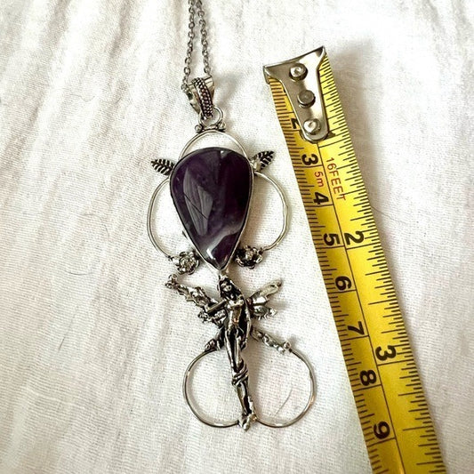 925 Fairy Land Ornate AMETHYST Pendant Necklace
