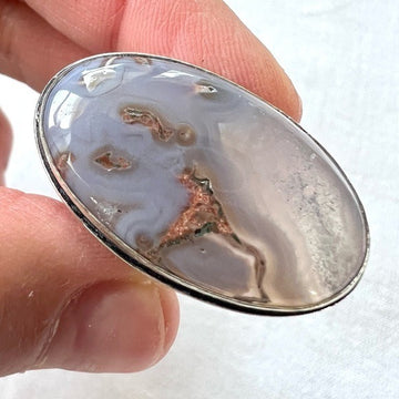 925 Earth Stone MOSS AGATE Dendrite Ring 6.25