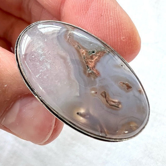 925 Earth Stone MOSS AGATE Dendrite Ring 6.25