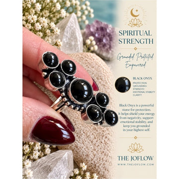925 Spiritual Protection Huge Multi Stone ONYX Ring 8.25