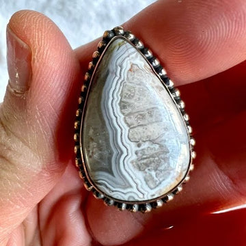 Copper Playful Crazy Lace Agate Ring 7.5