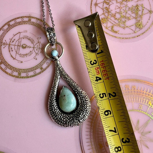 925 Elegant Larimar Drop Pendant Necklace