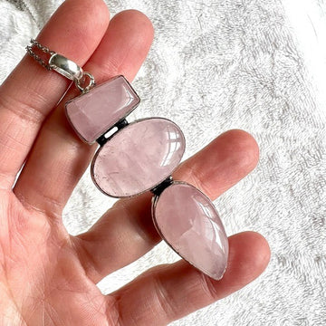 925 SELF LOVE Rose Quartz Pendant Necklace