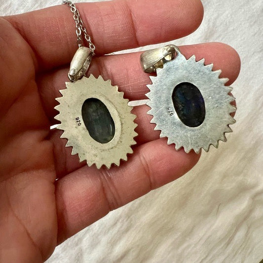 925 You Choose! Flash Labradorite SUN Pendant Necklace