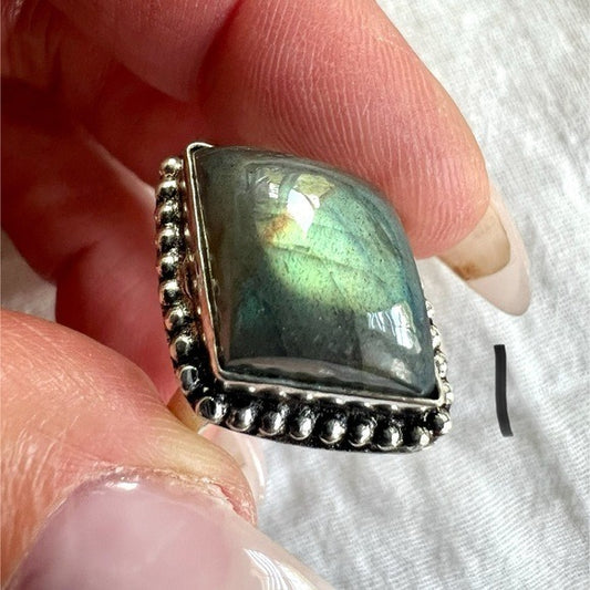 925 LUX Flash Labradorite Rings 6.5