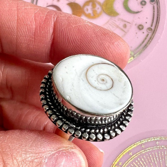 925 THIRD EYE Shiva’s Eye Shell Ring 7, 7.75, 8