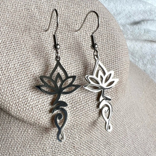 Transformation Lotus Unalome Silver Earrings