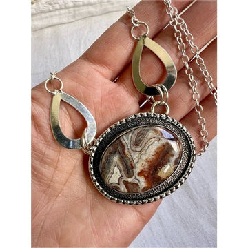 925 Crazy Lace Agate Statement Necklace