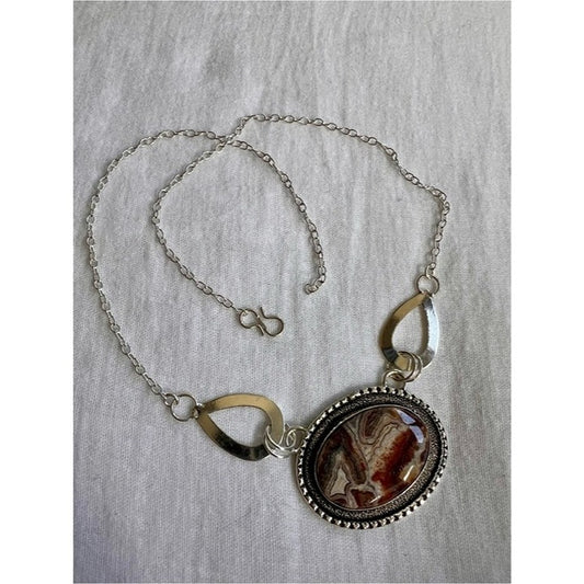 925 Crazy Lace Agate Statement Necklace