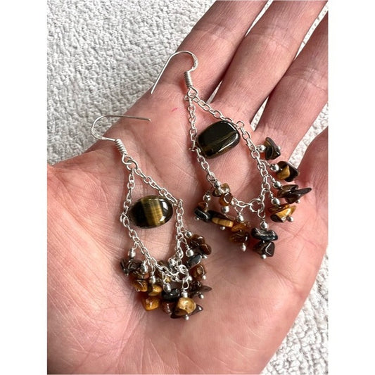 925 Confidence + Clarity Tigers Eye Earrings