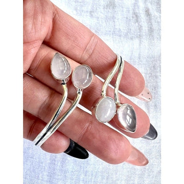 925 Rose Quartz Adjustable Cuff Bracelet