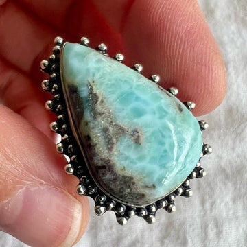 925 Calming Caribbean Larimar Ring 10.25