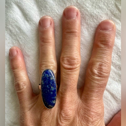 925 Throat Chakra Lapis Lazuli Ring 6.75