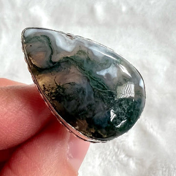 925 Moss Agate Earth Ring 6