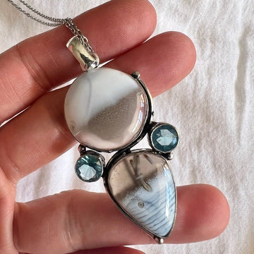 925 YIN YANG High⚡️Vibe Owyhee Opal + Topaz Necklace Pendant