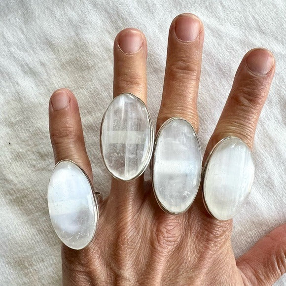 925 Crystal CHARGING Selenite Ring 7.5