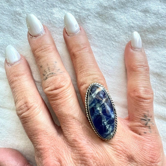 925 Spiritual Sodalite Oval Ring 6