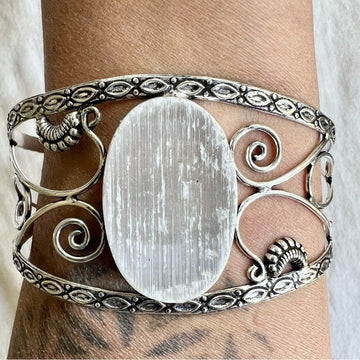 925 Crystal Charger! RAW Selenite Cuff Bracelet