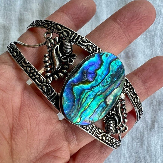 925 Healing Abalone Shell Cuff Bracelet