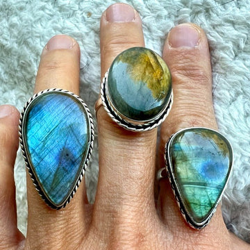 925 YOU CHOOSE! Flash Labradorite Rings! 7