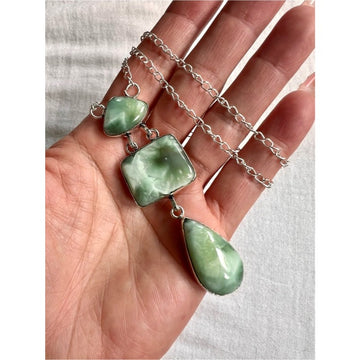 925 Angel Vibes Hememorphite Triple Atone Pendant Necklace