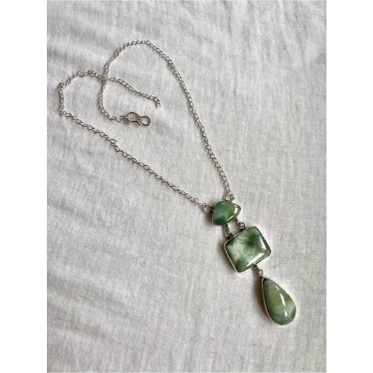 925 Angel Vibes Hememorphite Triple Atone Pendant Necklace