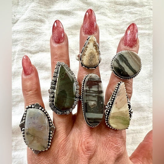 925 Your Choose! 2 Rings for $20. Make me the offer! Agate & Jasper - All size 9