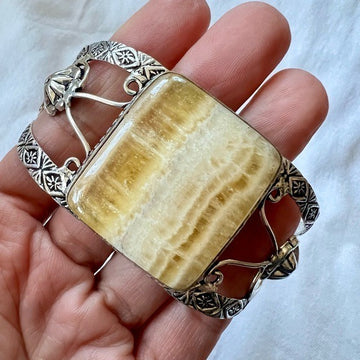 925 Heightened AWARENESS Yellow Banded Calcite Cuff Bracelet