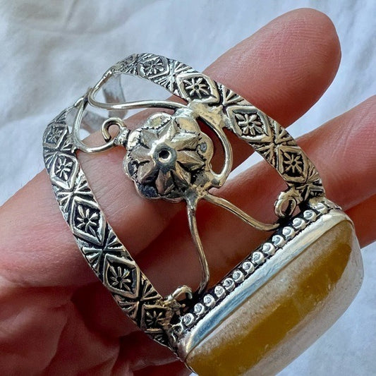 925 Heightened AWARENESS Yellow Banded Calcite Cuff Bracelet