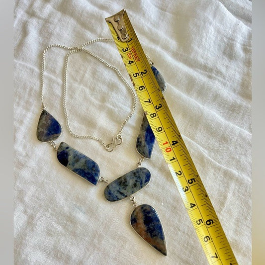 925 GORGEOUS! 6  Stone Spiritual Sodalite Necklace