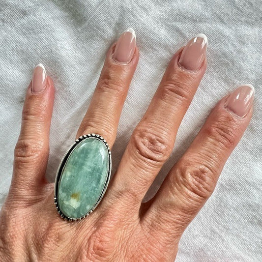 925 Gorgeous AQUAMARINE Detailed Ring 5.75