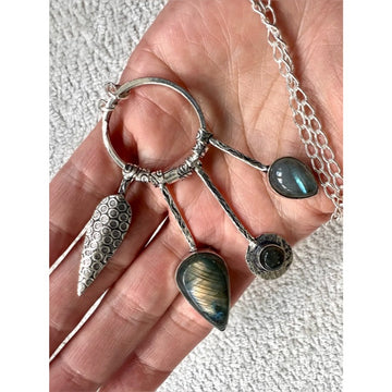 925 Wild Talisman Flash Labradorite Charm Pendant Necklace