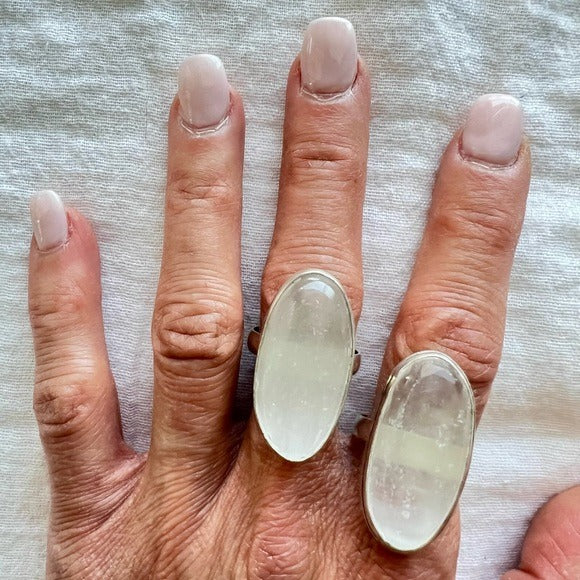 925 Selenite Crystal Charging Ring! 9 9.5