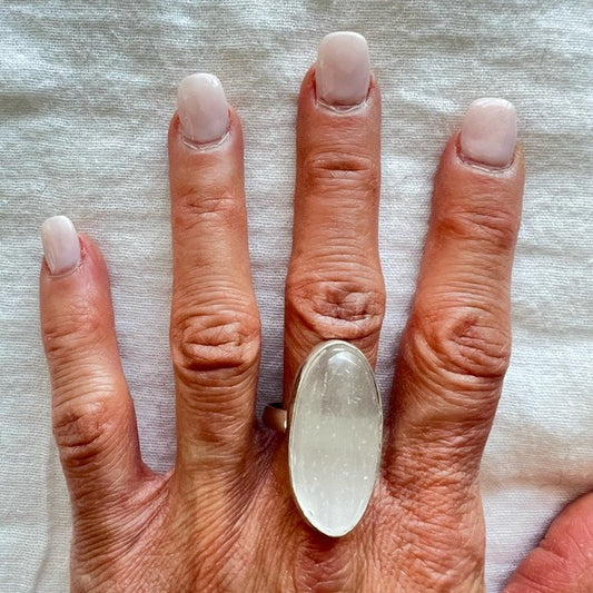 925 Selenite Crystal Charging Ring! 9 9.5
