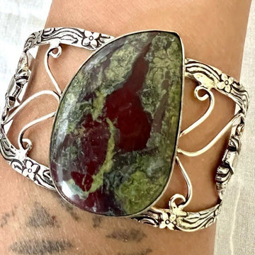 925 Kundalini Dragons Blood Bloodstone Cuff Bracelet