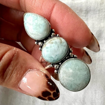 925 WOW! Triple Caribbean Larimar Ring 5.75