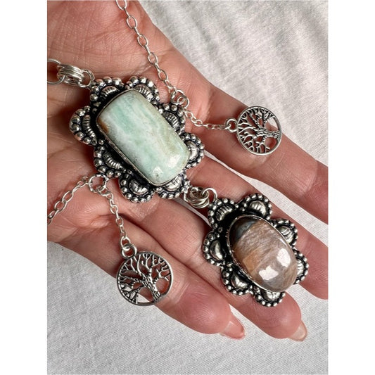 925 OMG WHOA 🤯 Hememorphite + Chocolate Moonstone Tree of Life Pendant Necklace