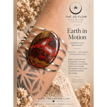 925 Earth Stone Red Jasper + Quartz Cuff Bracelet