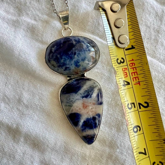 925 Double Spiritual Sodalite Pendant Necklace