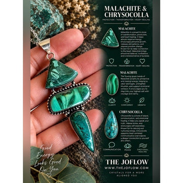 925 HEART HEALER Malachite Chrysocolla Pendant Necklace