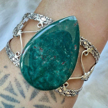 925 Kundalini Bloodstone Dragons Blood Cuff Bracelet