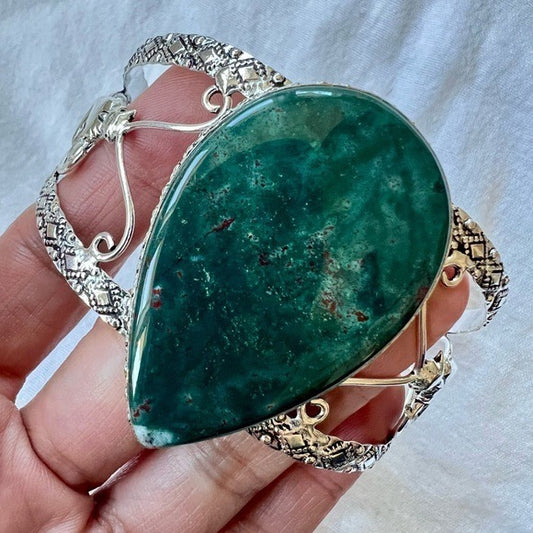 925 Kundalini Bloodstone Dragons Blood Cuff Bracelet