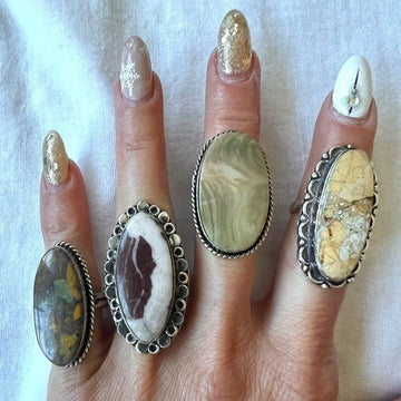 925 You Choose! Agate or Jasper Ring -All size 6.5